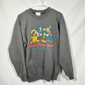 Walt Disney World vintage sweatshirt cozy fleece graphic crew 2000 M gray